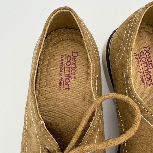 NWOB Dexter Comfort Memory Foam Burt Plain Toe Oxford Tan Suede Style Shoe - Picture 3 of 13
